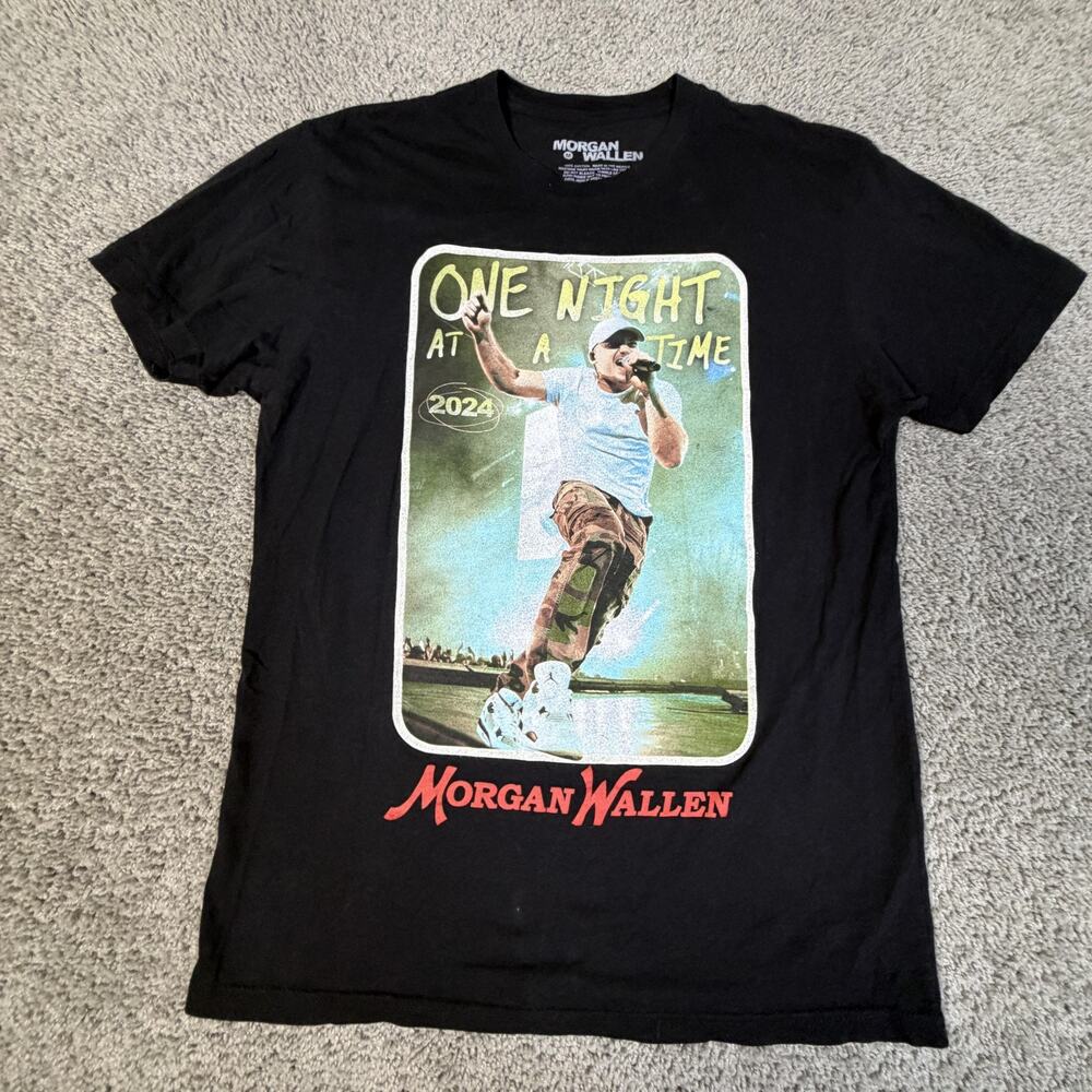 Morgan Wallen Shirt Mens Medium Black One Night At A Time Tour 2024 Concert Tee